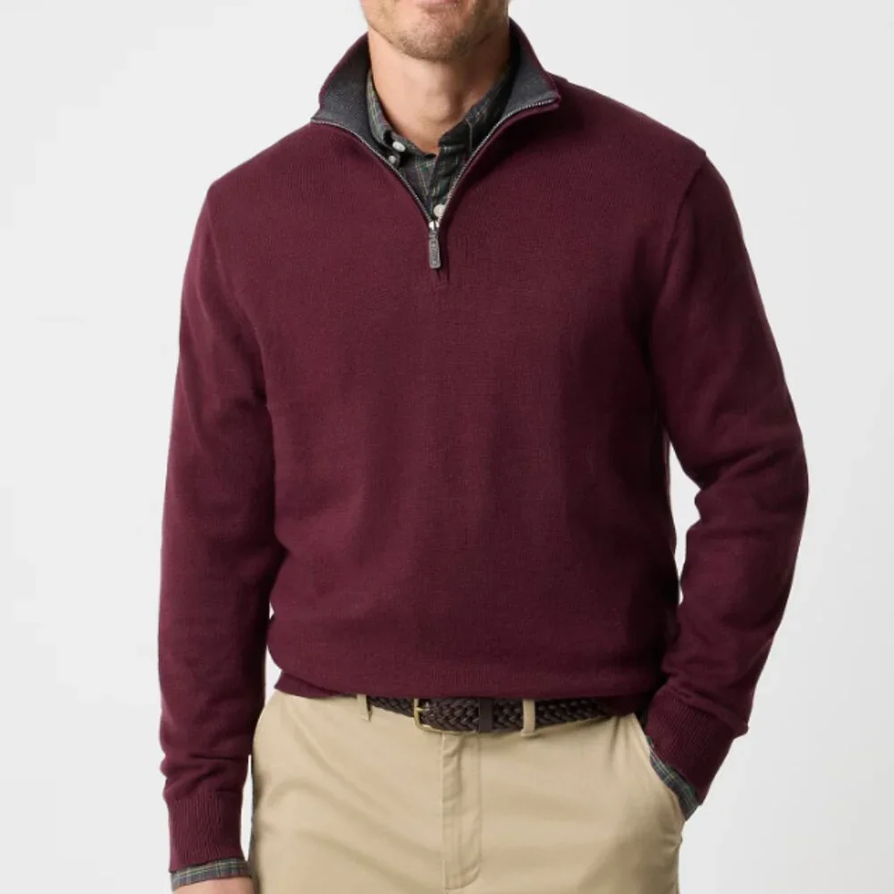 NWT J.Crew Factory Men's Cotton Quarter-zip Sweater Burgundy Size S